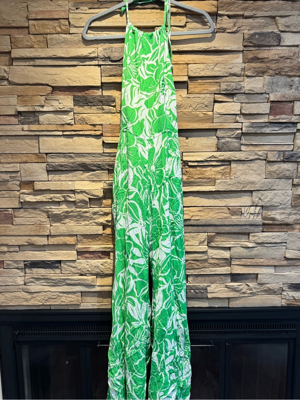 NWT Faithfull the Brand Green Floral Print Tie-Back Jumpsuit women's L - Picture 2 of 7